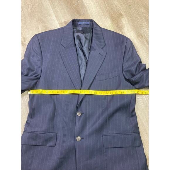 Lauren Ralph Lauren Women's Navy Blue Pinstripe Blazer Jacket Size 42R - Picture 2 of 16